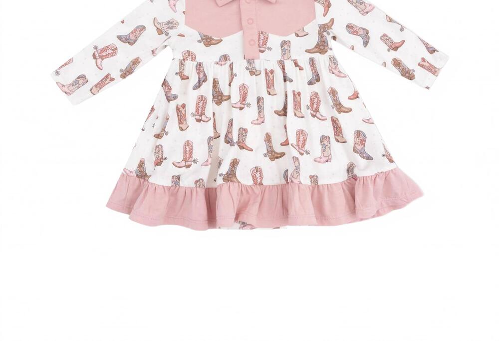 NEW ANGEL DEAR girls long sleeve bodysuit dress in future cowgirl